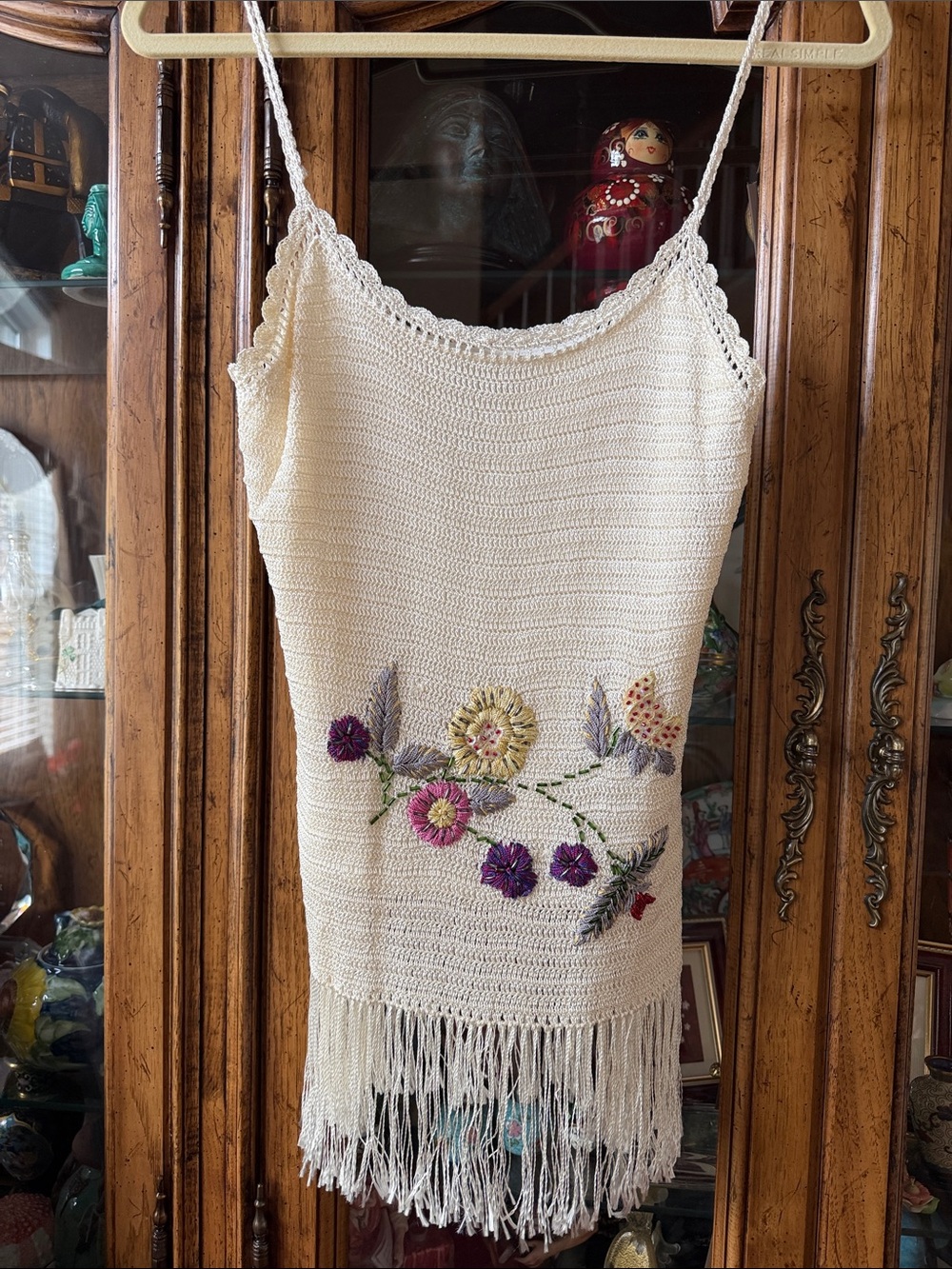 🌻SexyNEWHOTBOHO-CHICCrochet FringedFloral EmbroideredTopLinedShoulderStrapesS:M